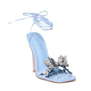 Baby BLUE BUTTERFLY WRAP HEELED SANDAL